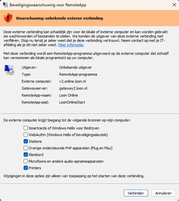 Plaatje van een RDP-file na openen
